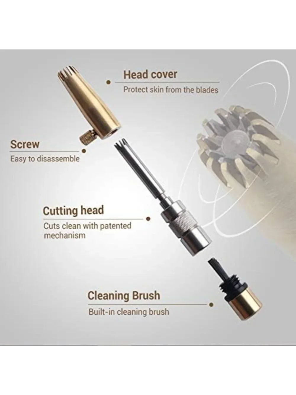Premium Nose Hair Trimmer for Men - Manual, Waterproof, Painless, Brass & Steel